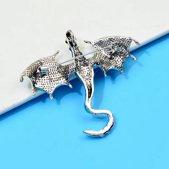 Large Dragon Brooch Pin or Pendant Enamel Rhinestones Magical Choose Versitile - Picture 2 of 5